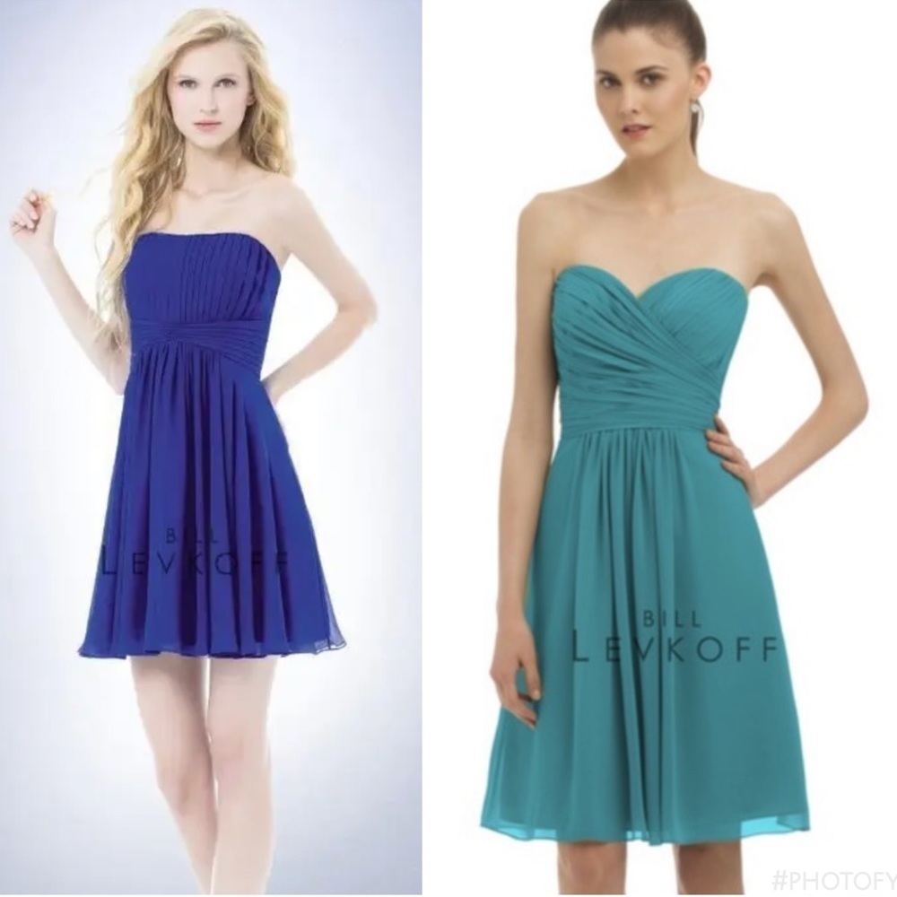Bill Levkoff Mini Strapless Dress Style 391 Color Glacier 👗 size 6